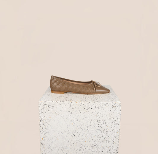 Taupe Leather Ballet Flats