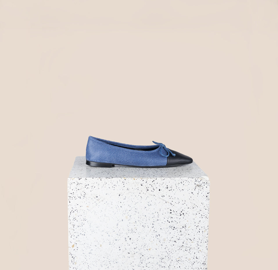 Como Ballet Flats Cap Toe Denim Side