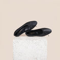 Load image into Gallery viewer, Como Italian Leather Ballet Flats in Black Twill 
