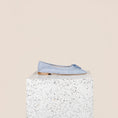Load image into Gallery viewer, Como Ballet Flat in printed Denim leather suede
