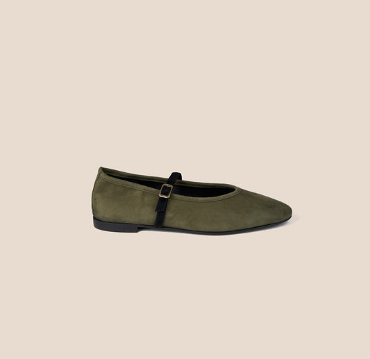 Cori - Army Green Suede