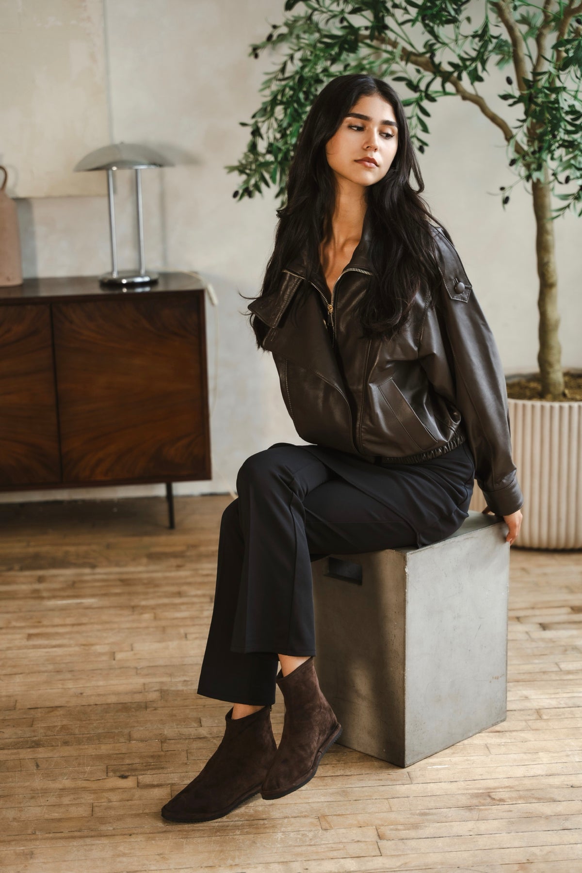 Ancona Shearling- Chocolate Suede