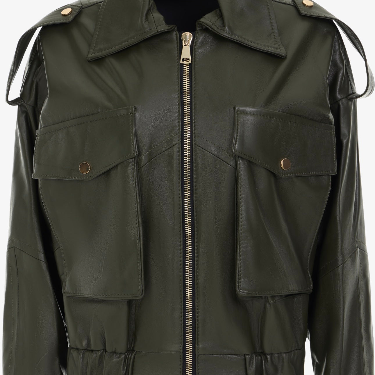 Perla- Olive Leather Jacket
