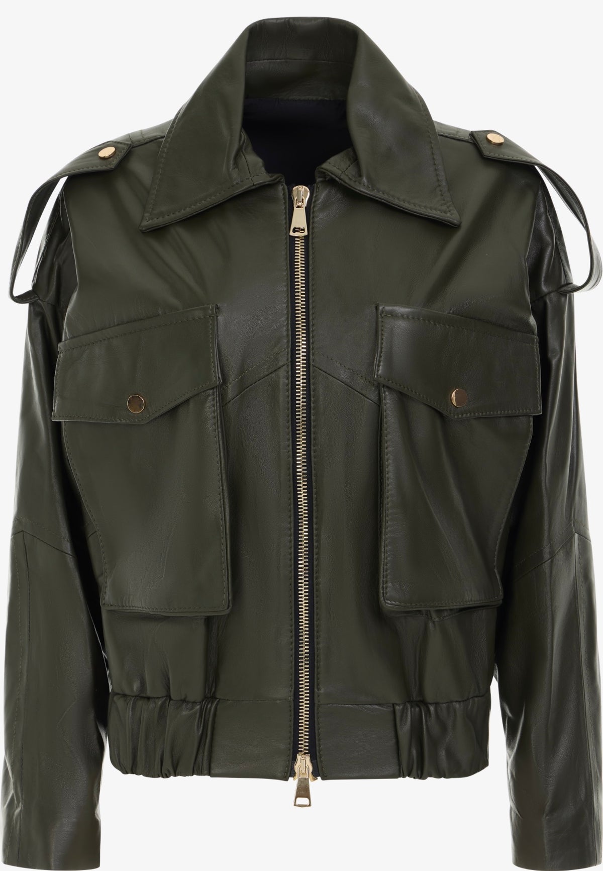 Perla- Olive Leather Jacket