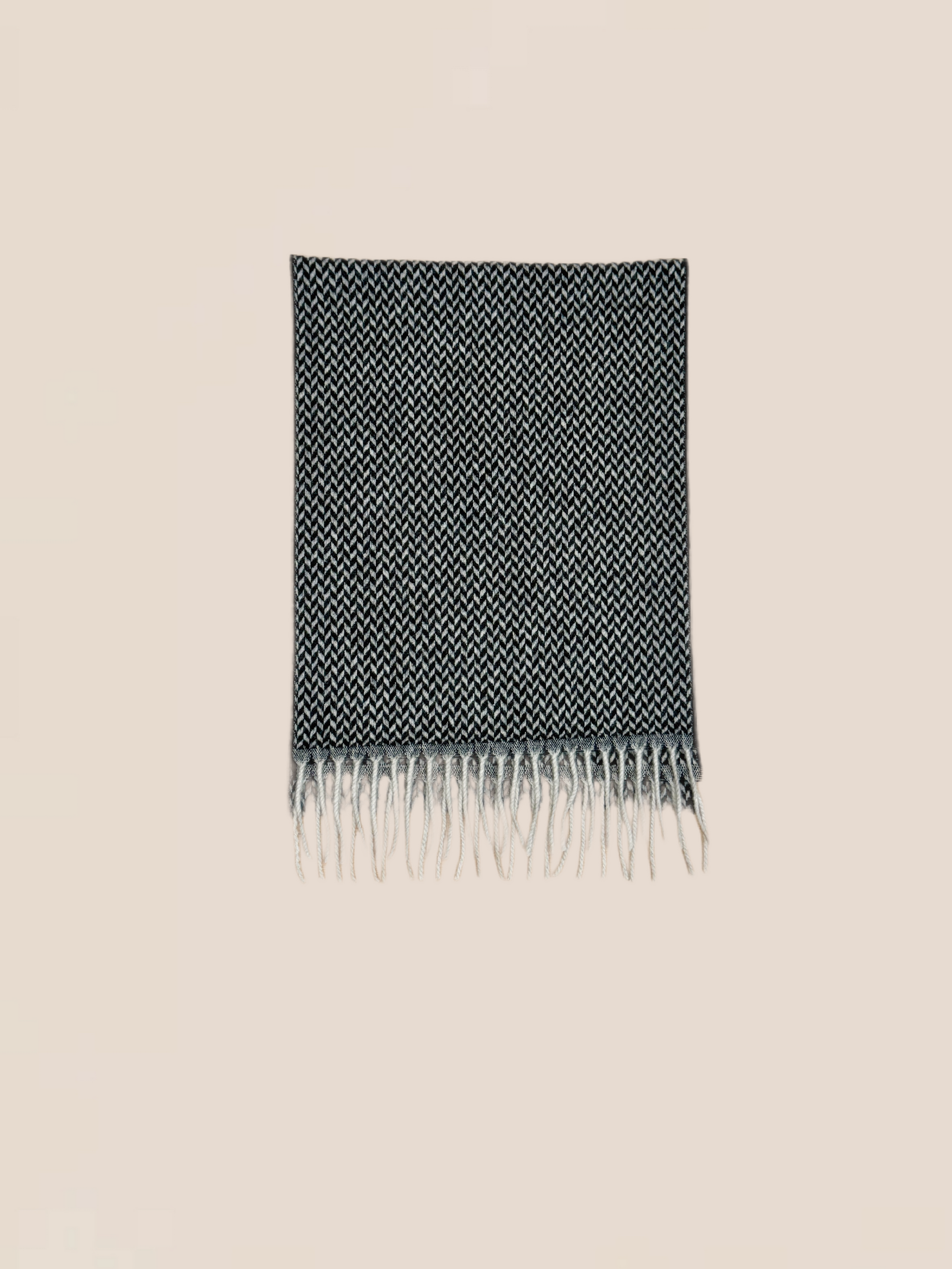 Scarf - White/Black Herringbone