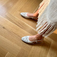 Load image into Gallery viewer, Capri Leather Slingback In Ivory/ Forest Flowers on Model
