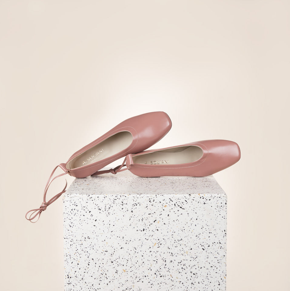 Imola Leather Flats in Dusty Rose
