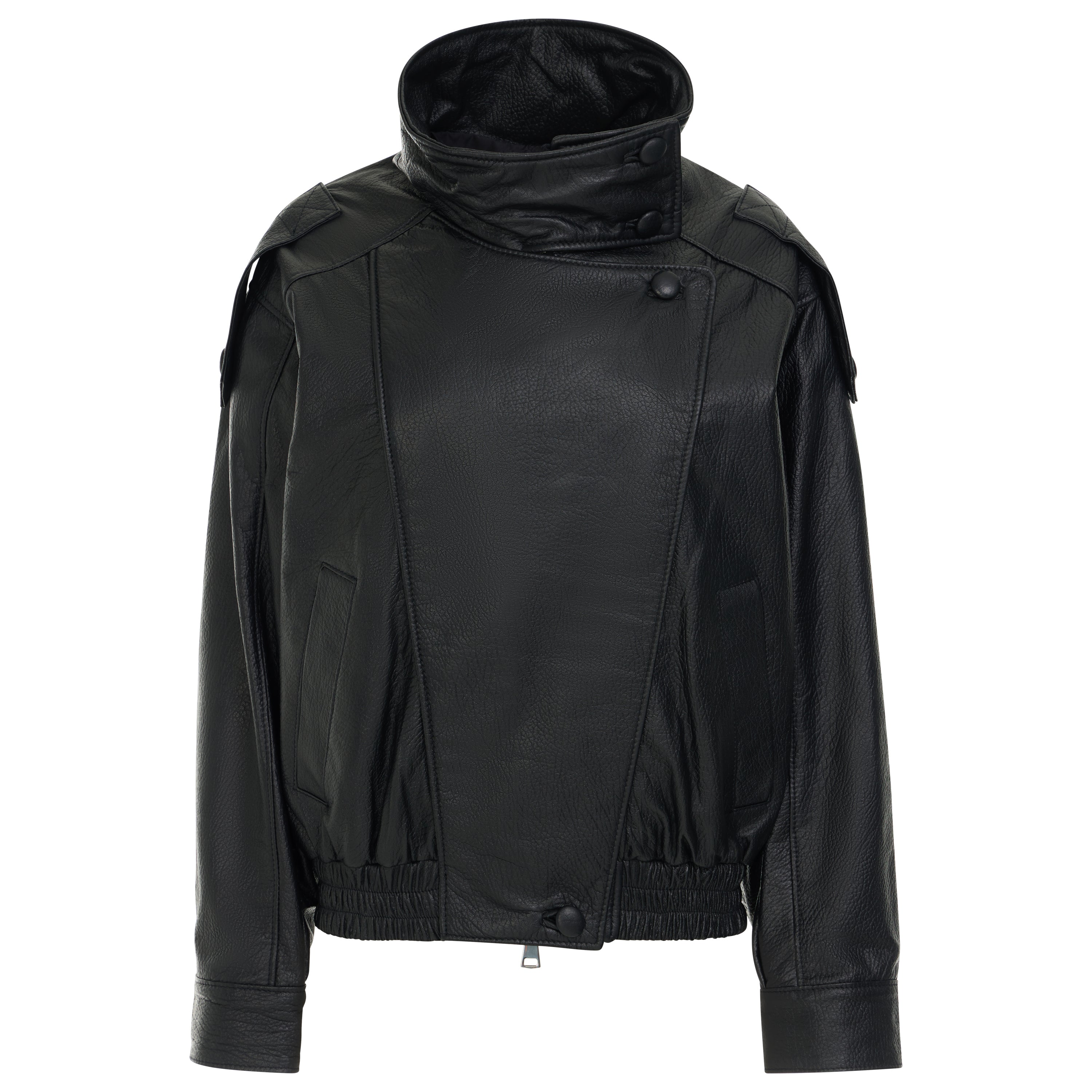 Livia - Black Leather Oversized Jacket