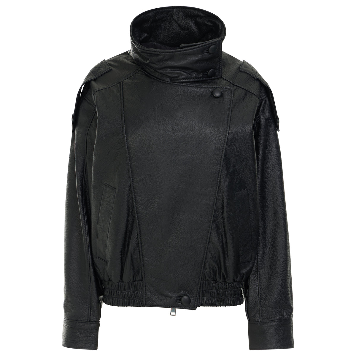 Livia - Black Leather Oversized Jacket