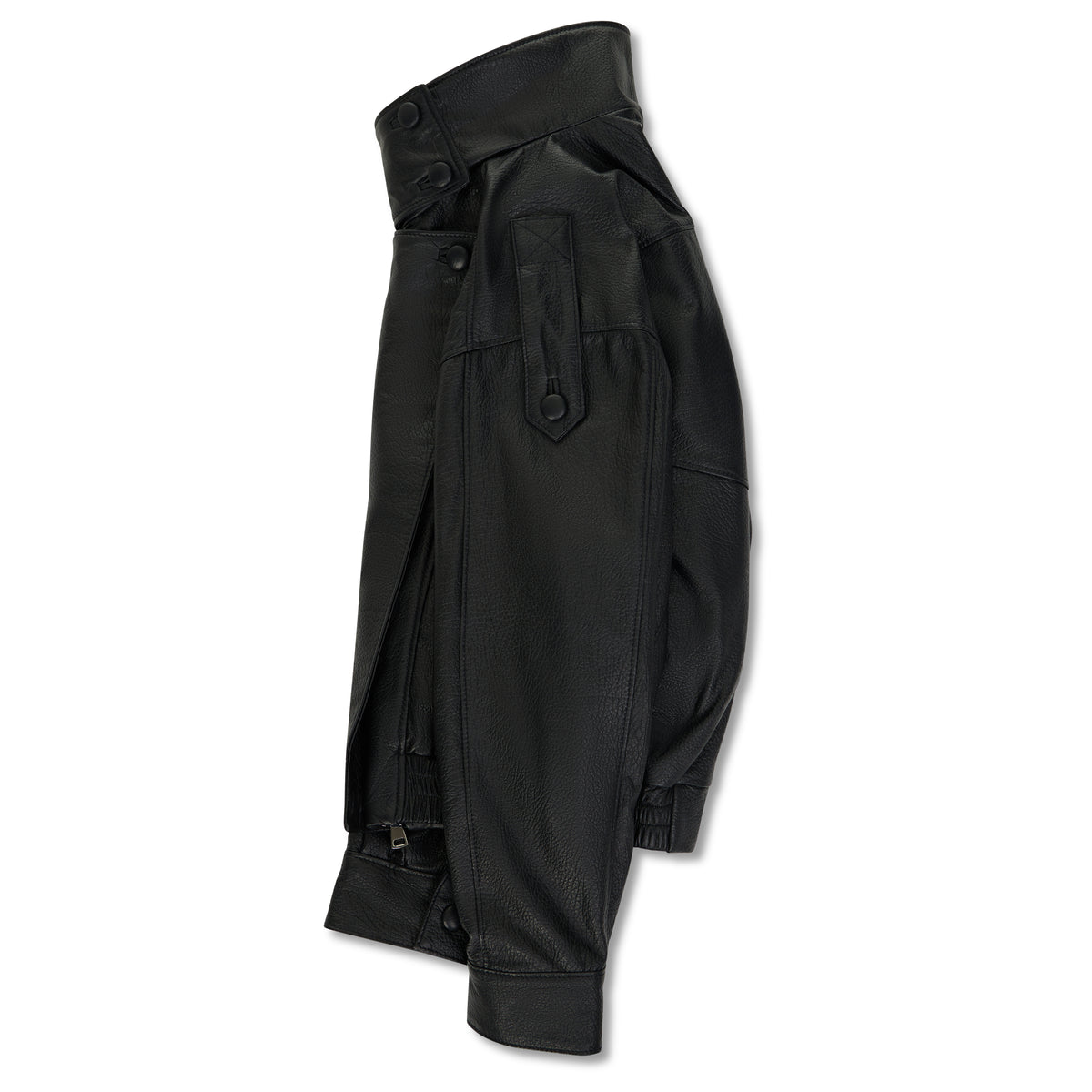 Livia - Black Leather Oversized Jacket