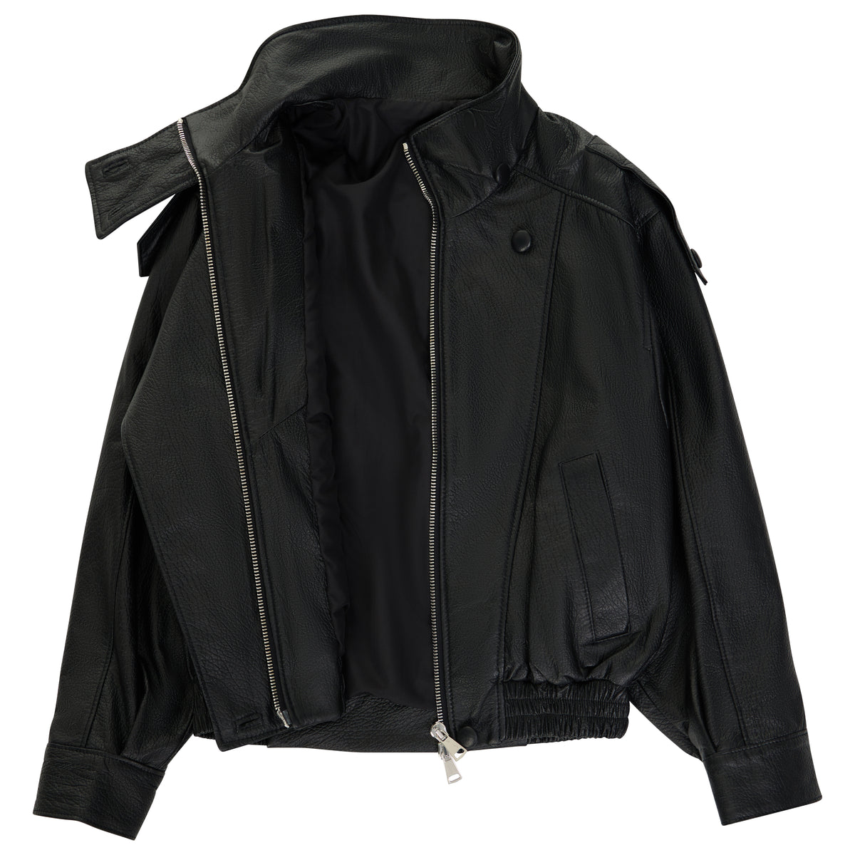 Livia - Black Leather Oversized Jacket