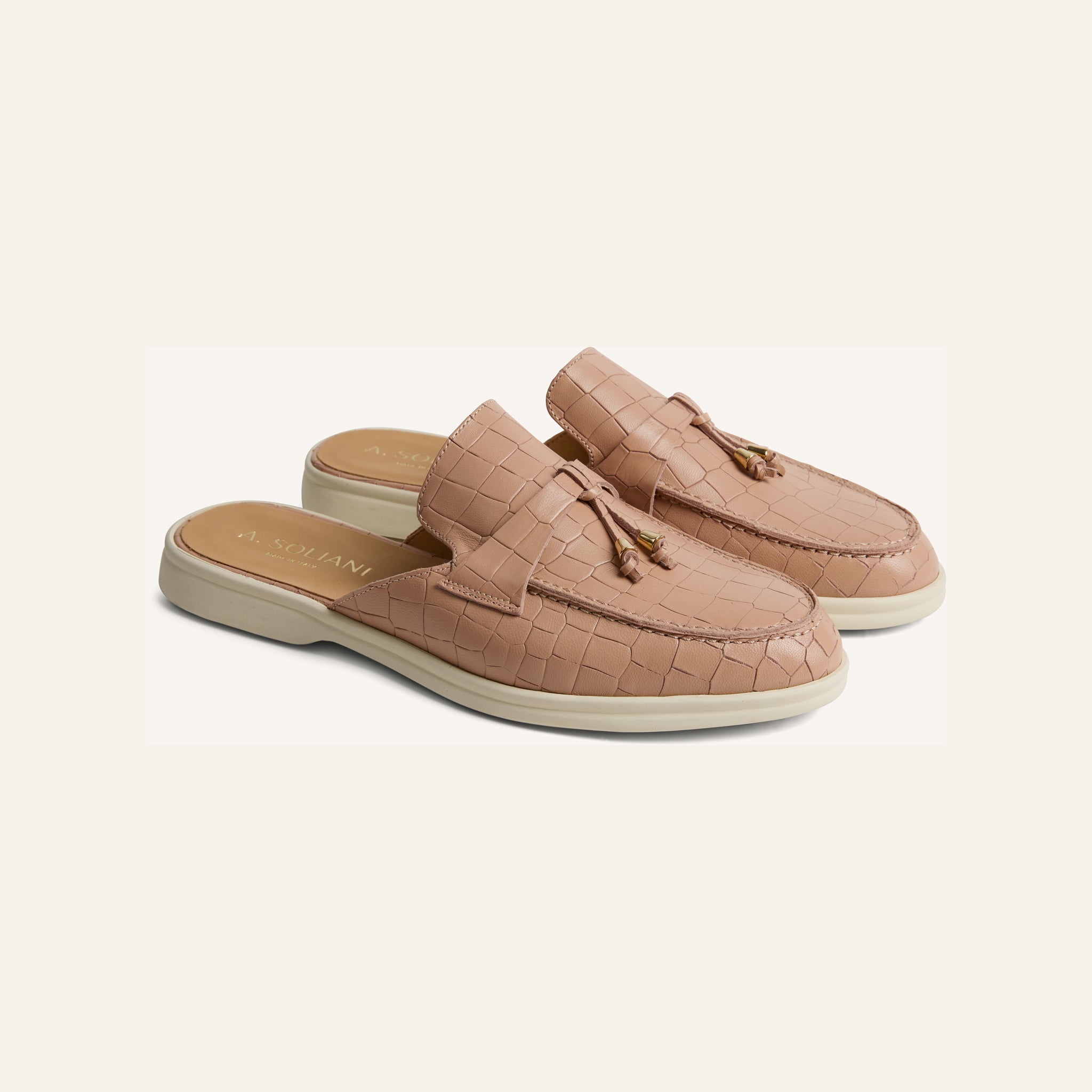 Lisa Slide Sneaker Tassels - Nude croc