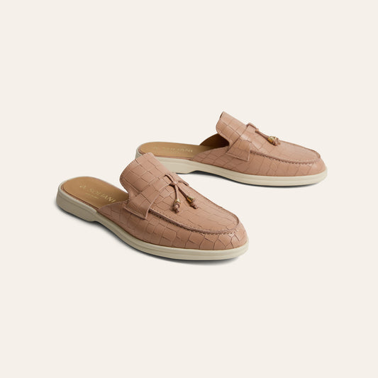Lisa Slide Sneaker Tassels - Nude croc