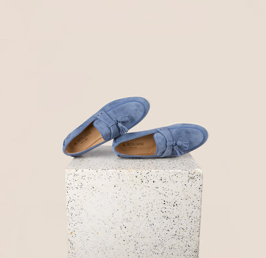 Lisa Tassels Sneaker Loafer - Light Blue Suede