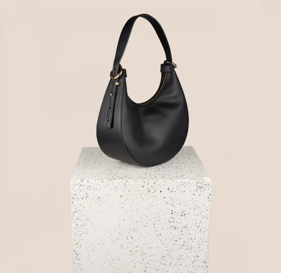 Black Leather A. Soliani Crossbody Bag