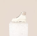 Load image into Gallery viewer, Moena Oat Leather Shearling Lug Sole Boots Inner View

