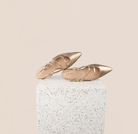 Olbia Gold Sandals with Pointed Toe