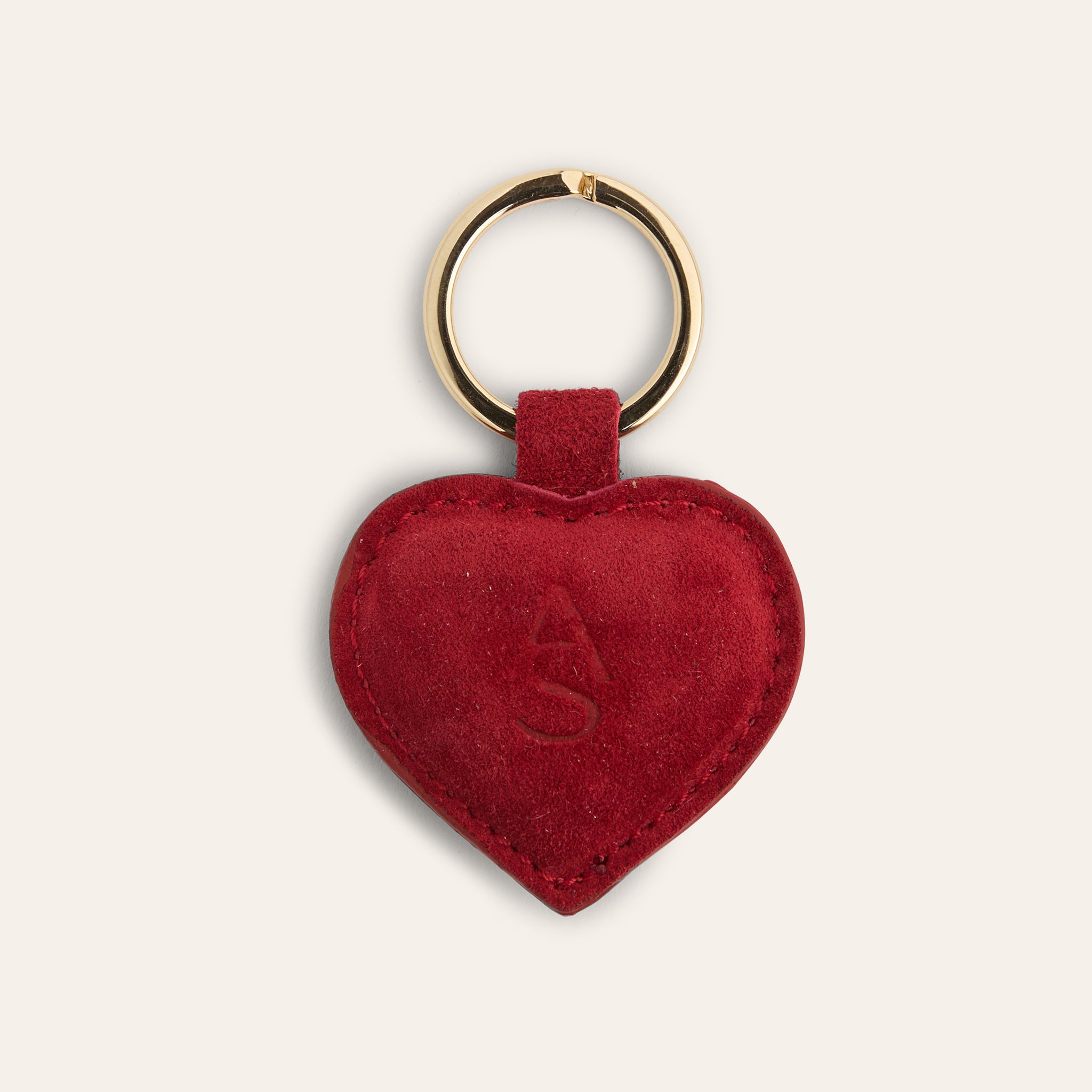 Heart Keychain - Hibiscus Suede
