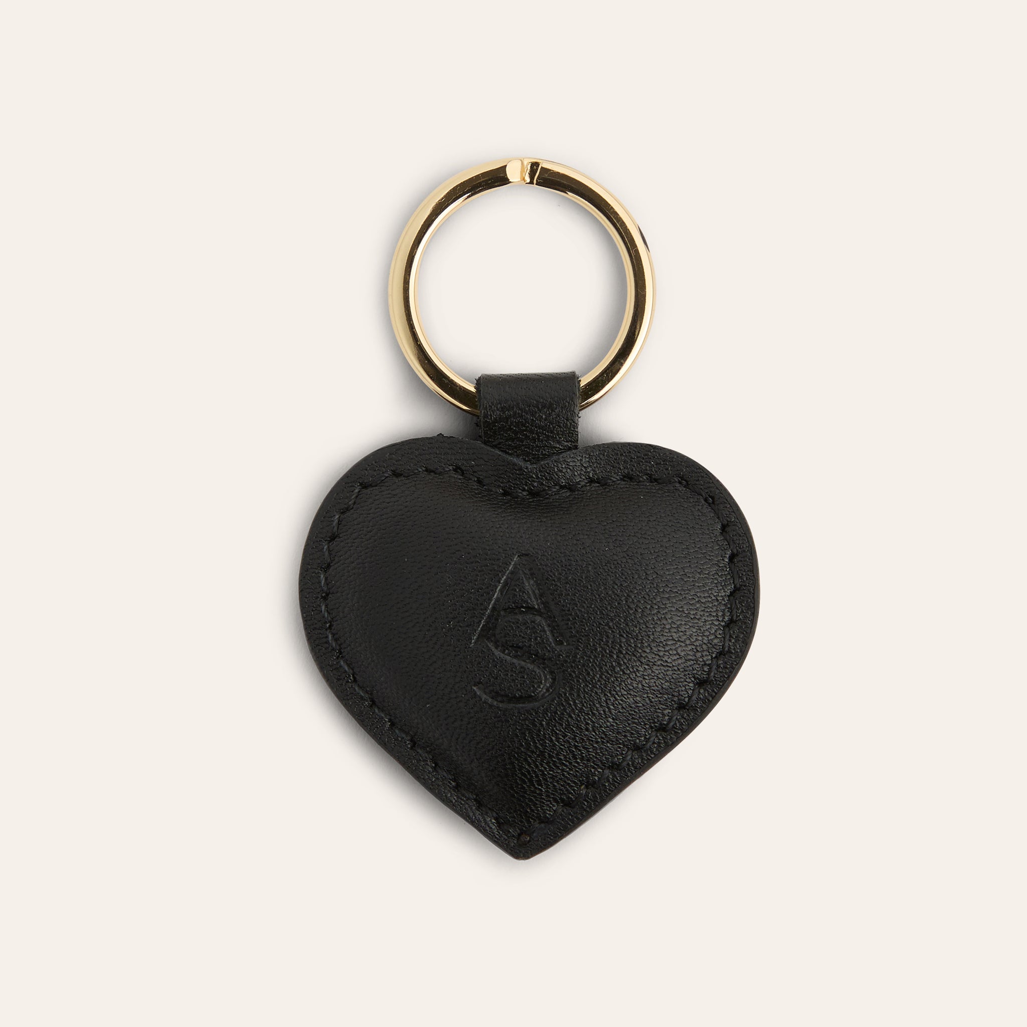 Heart Keychain - Black Leather
