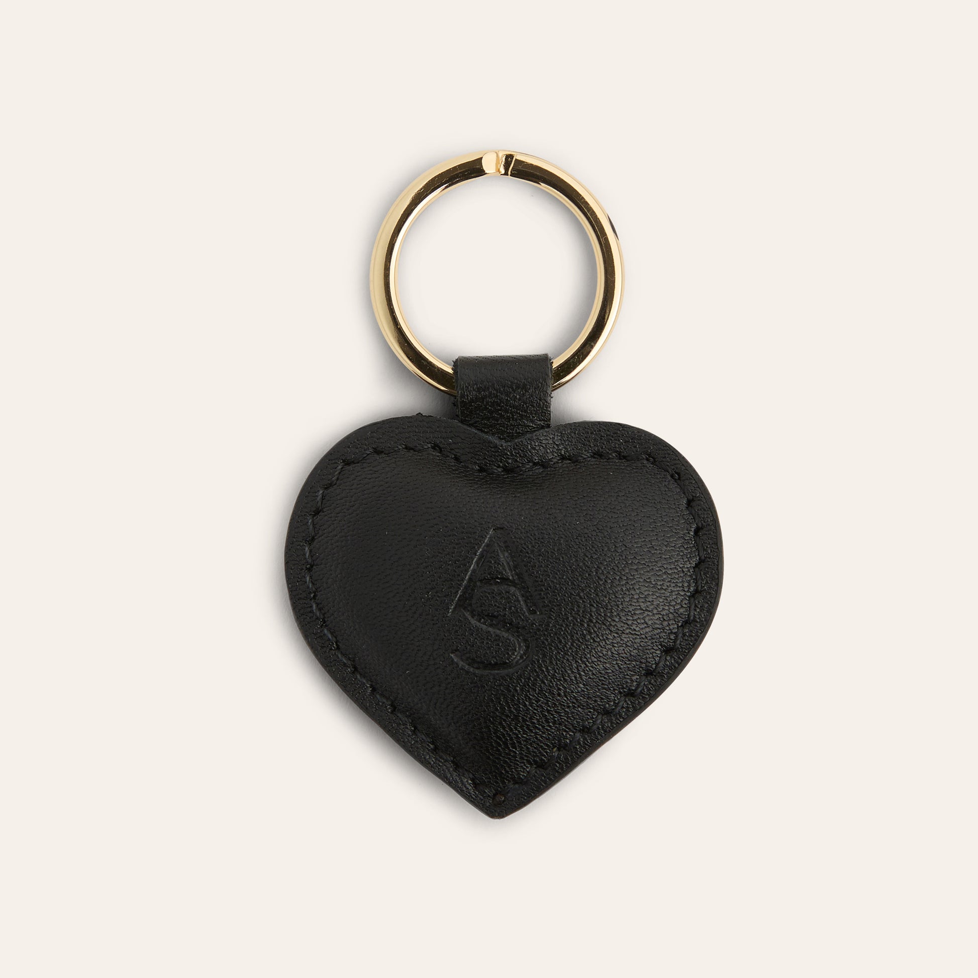 Heart Keychain - Black Leather