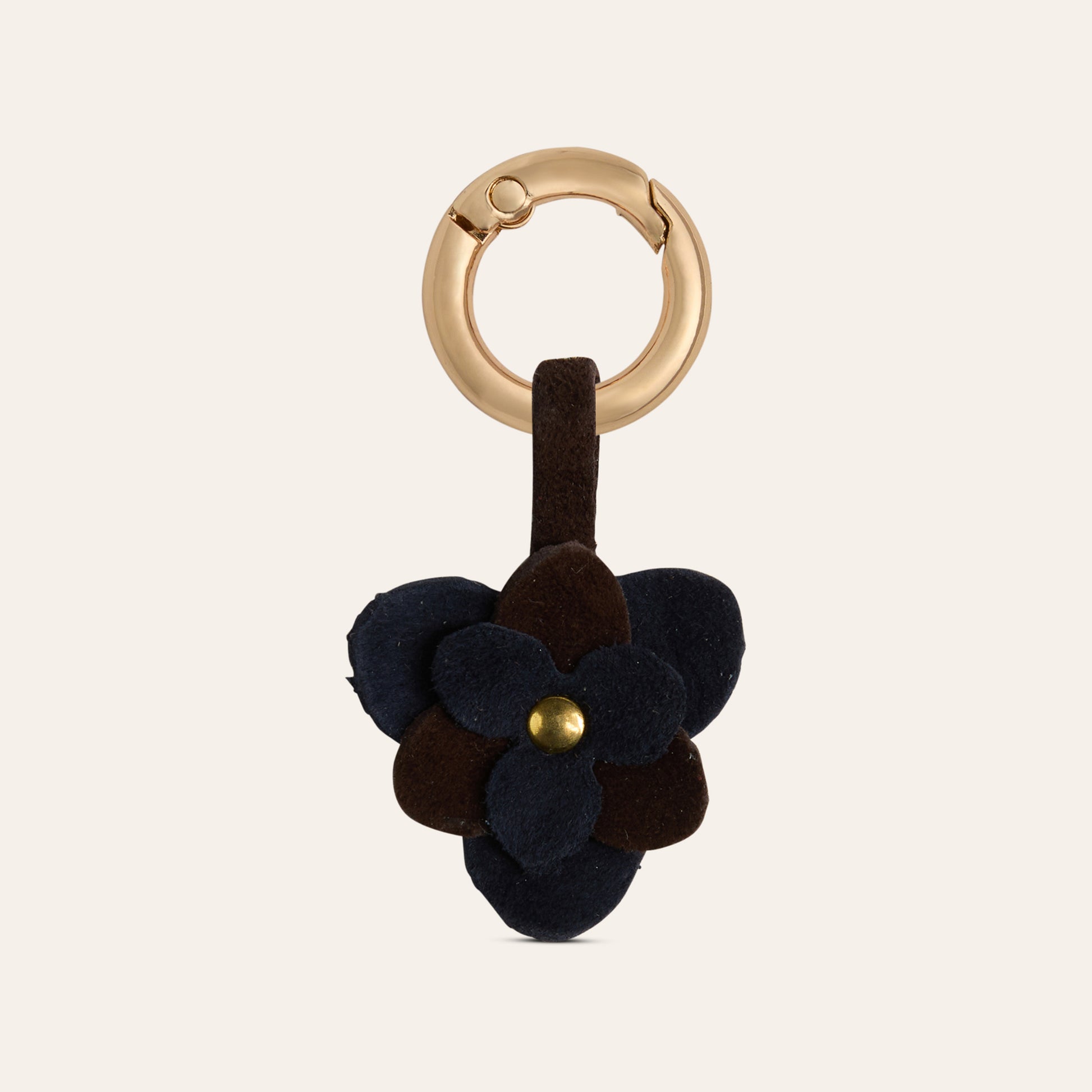 Flower Shoe Charm - Chocolate/Black Suede