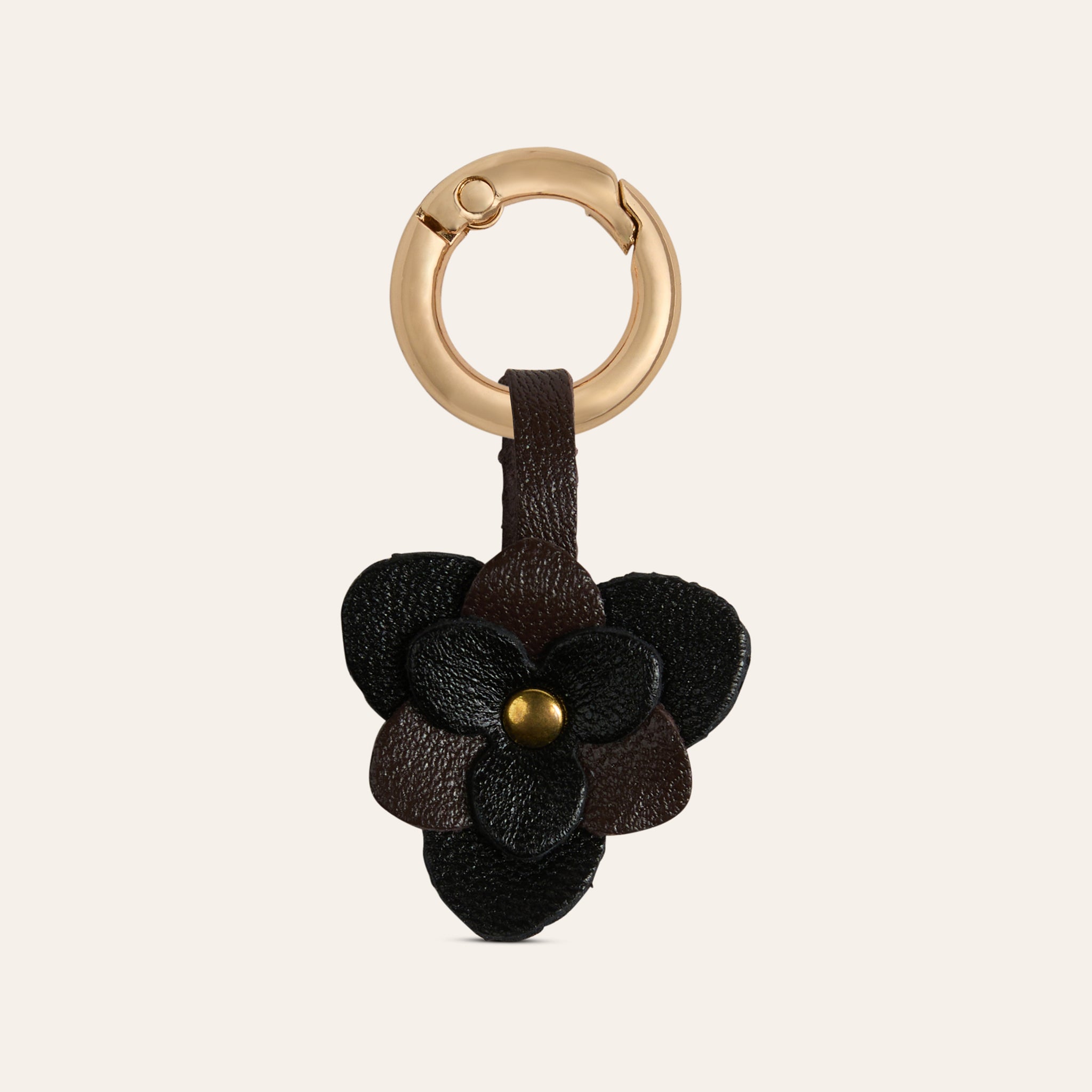 Flower Shoe Charm - Chocolate/Black Leather