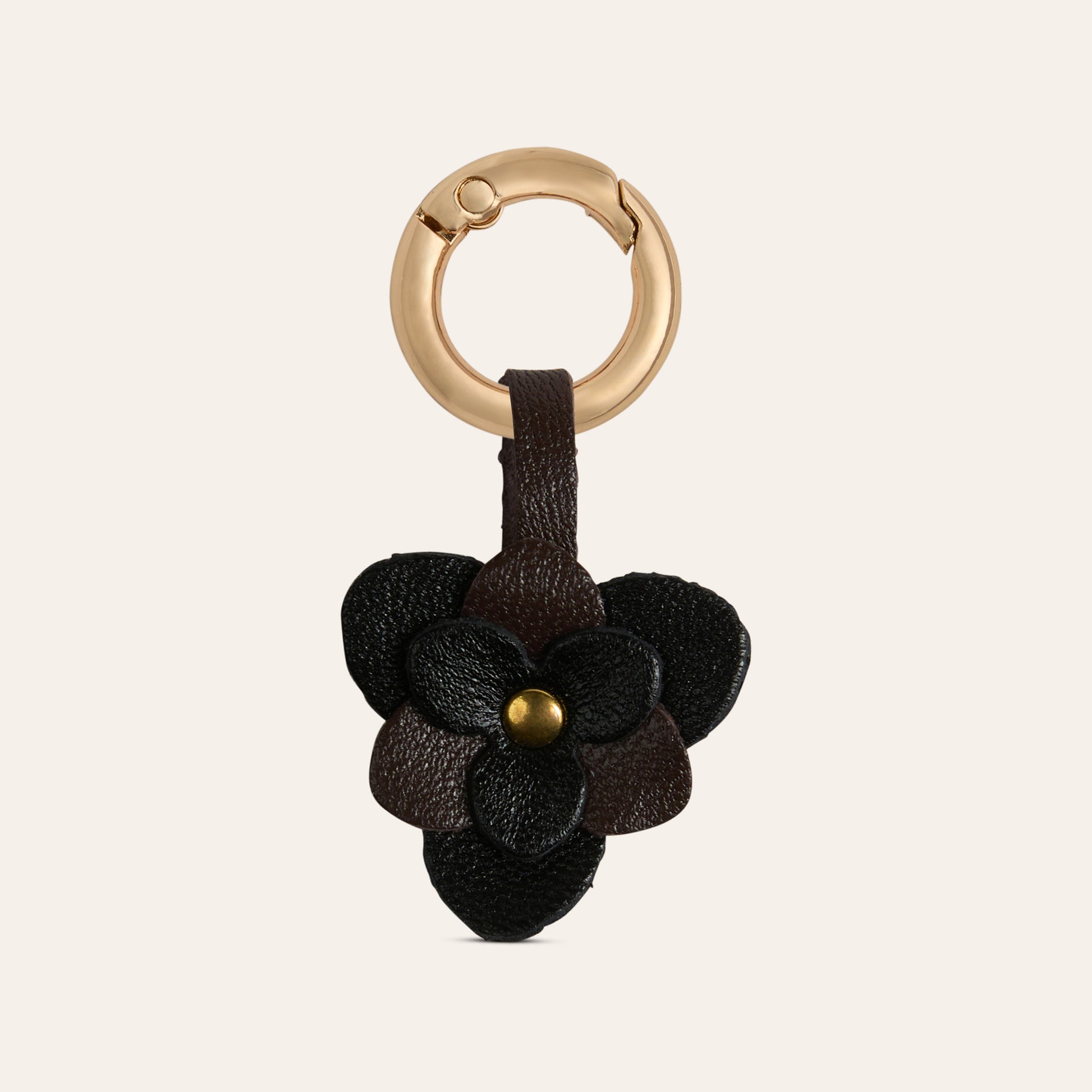 Flower Shoe Charm - Chocolate/Black Leather
