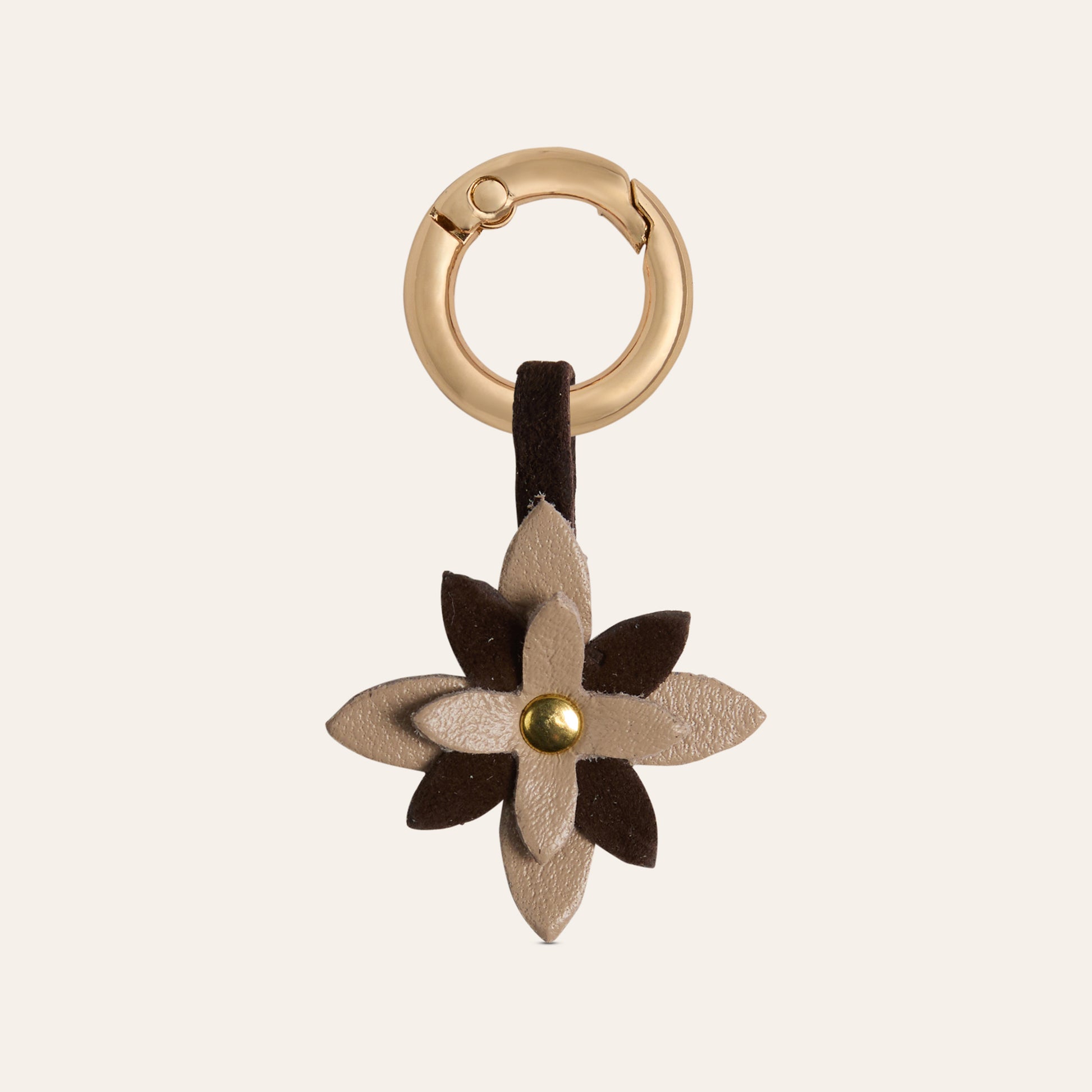 Star Shoe Charm - Taupe Leather/Chocolate Suede