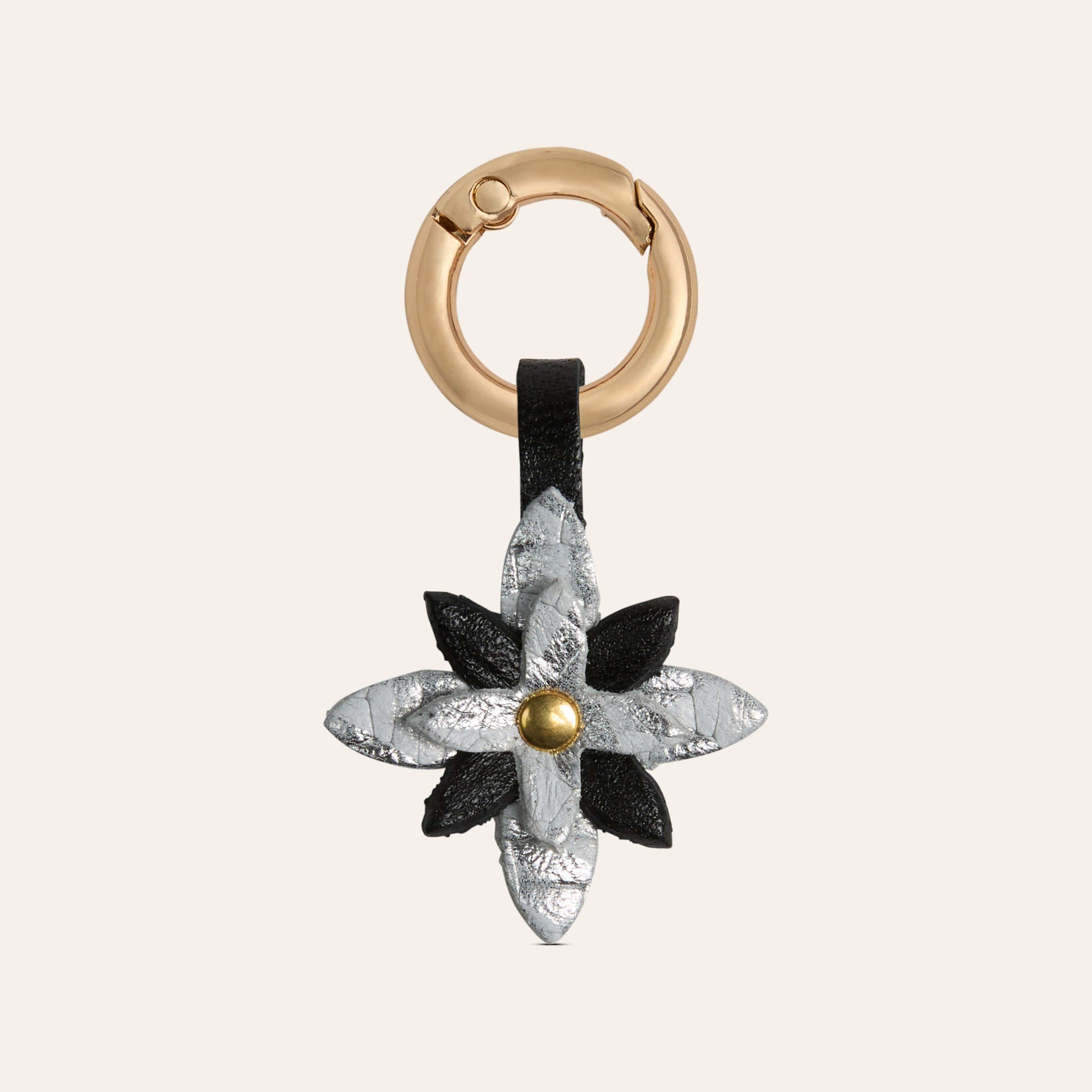 Star Shoe Charm - Silver/Black Leather