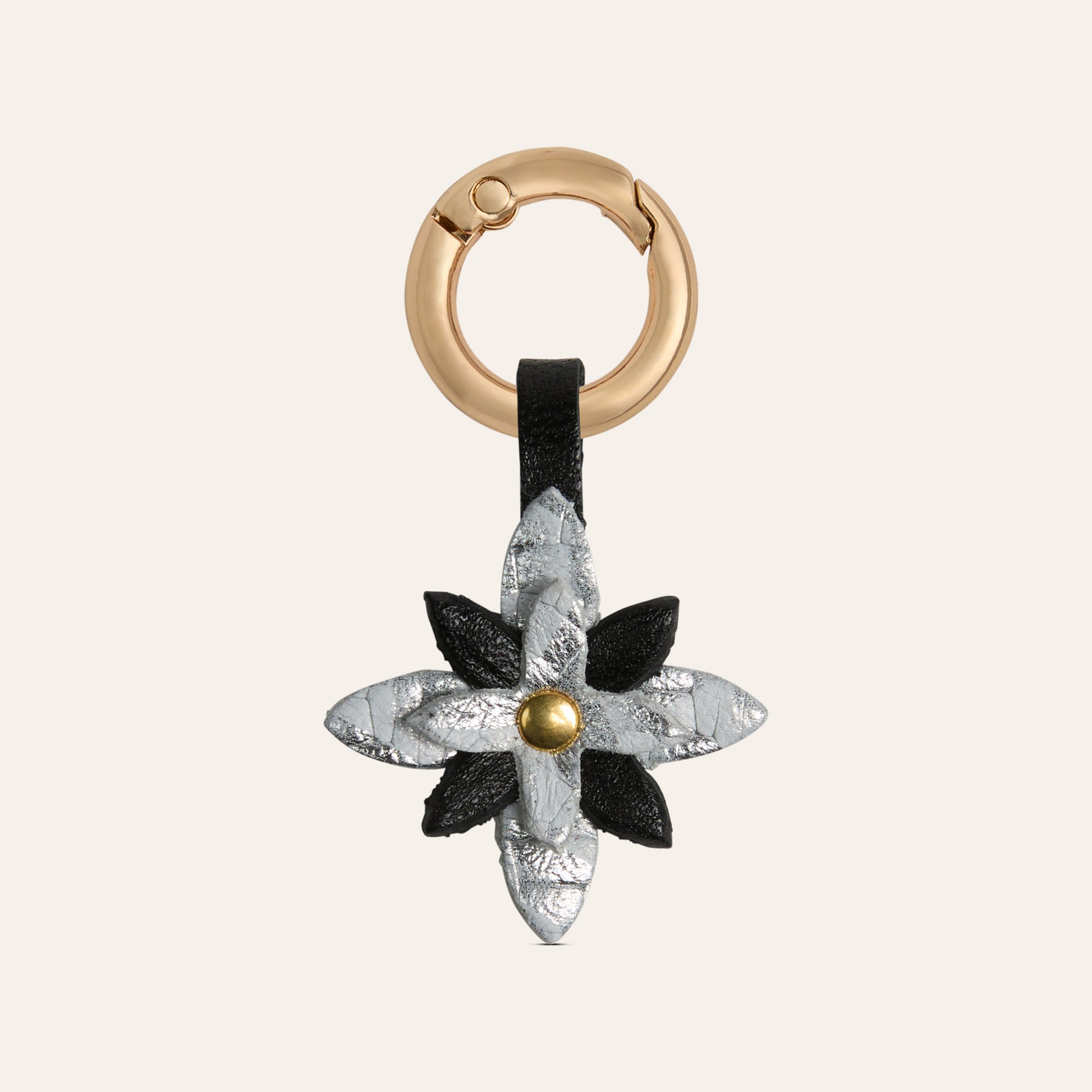 Star Shoe Charm - Silver/Black Leather
