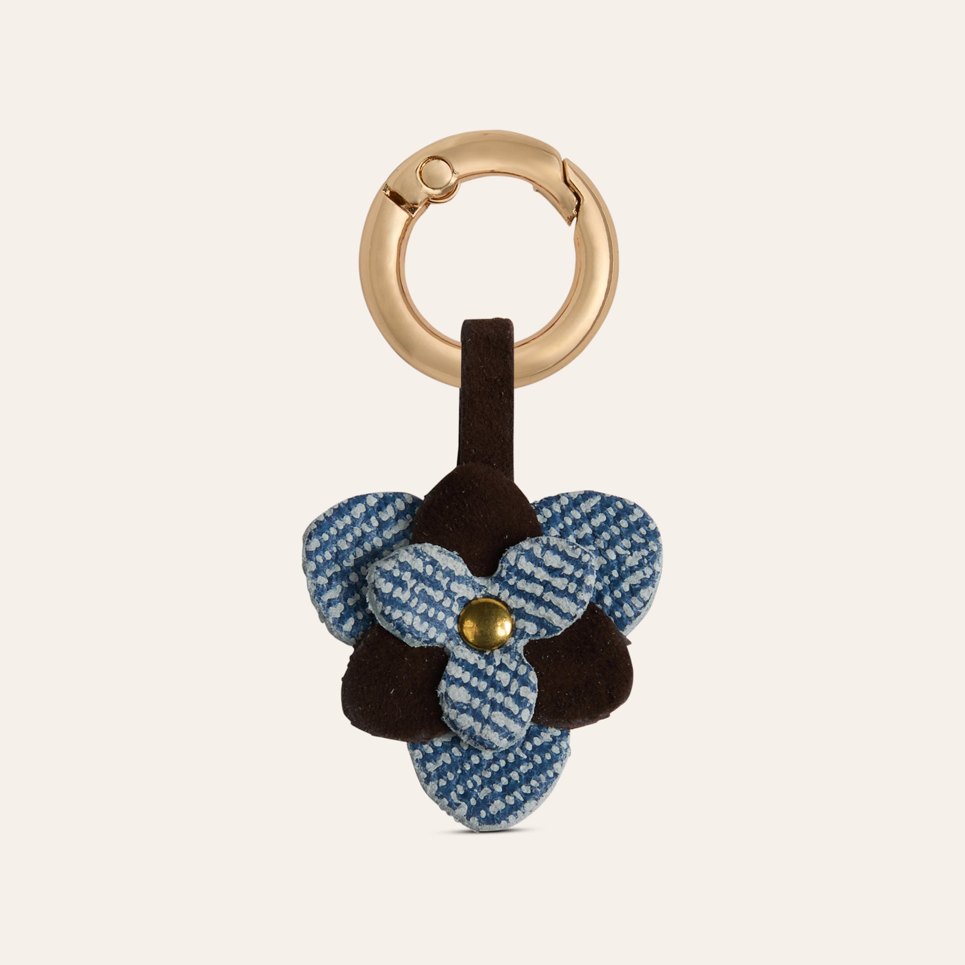Flower Shoe Charm - Denim/Chocolate Suede