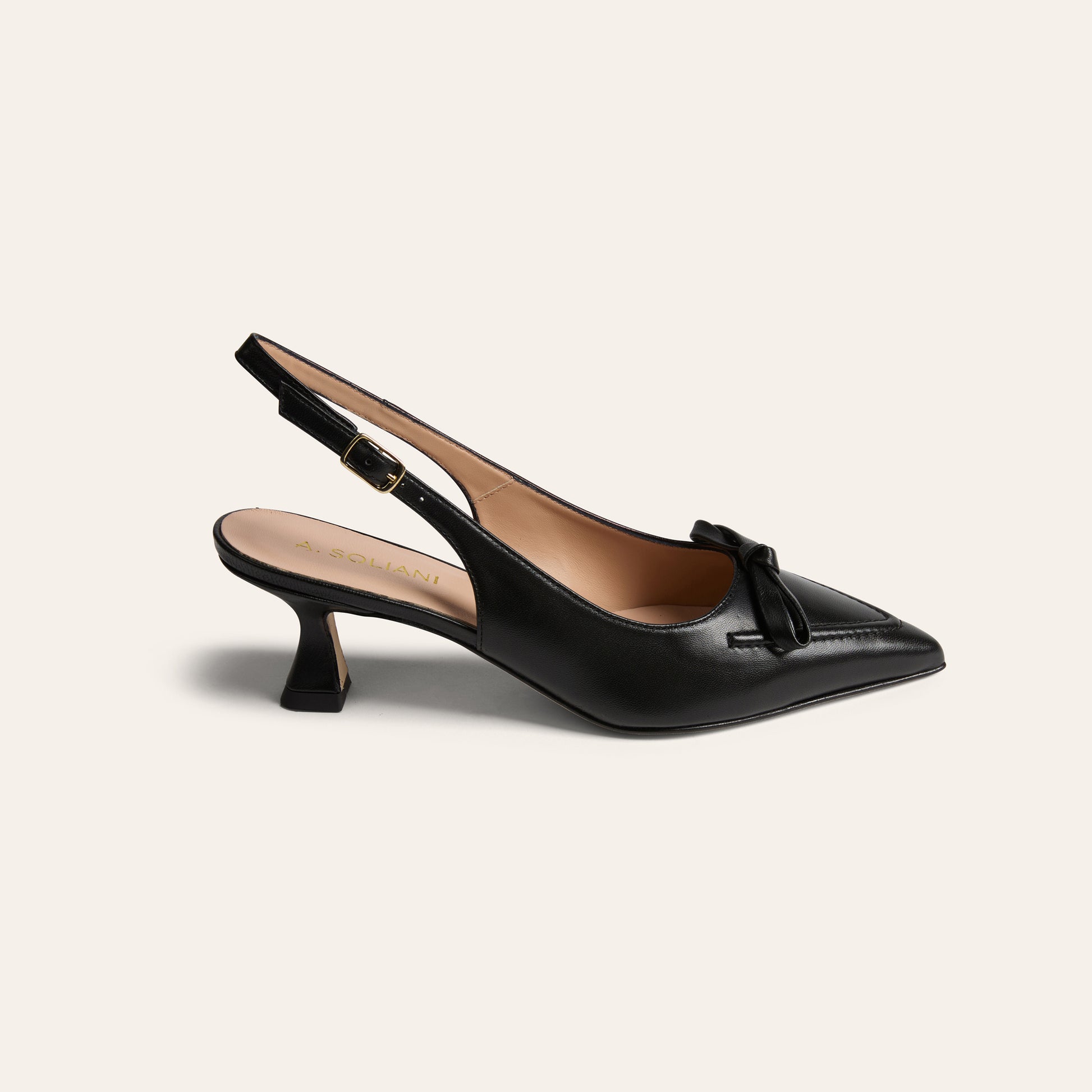 Pescara - Black Leather Kitten Heels