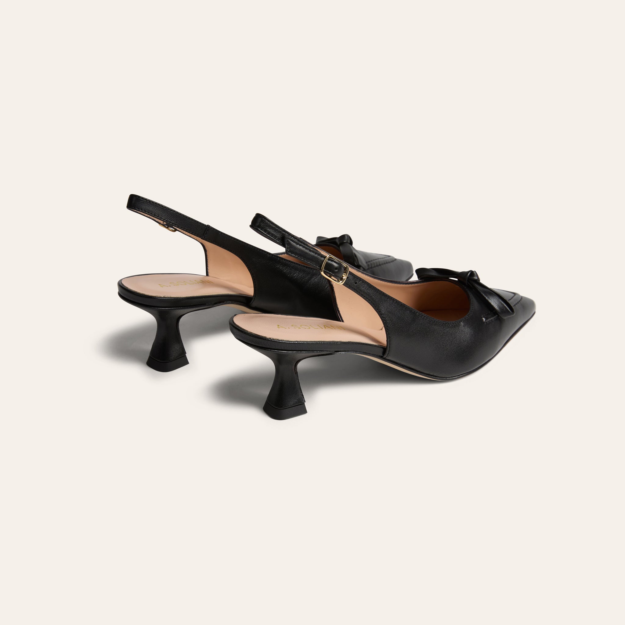 Pescara - Black Leather Kitten Heels