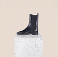 Load image into Gallery viewer, Pavia Tall Black Leather Chelsea Boots with gold chain inner side
