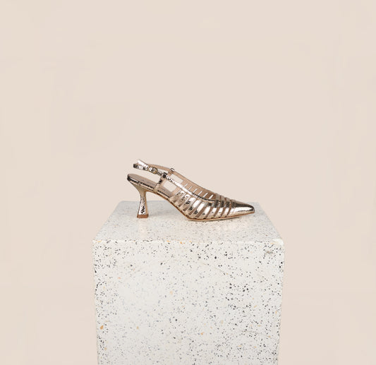 Prato Gold Pointed Toe Heels