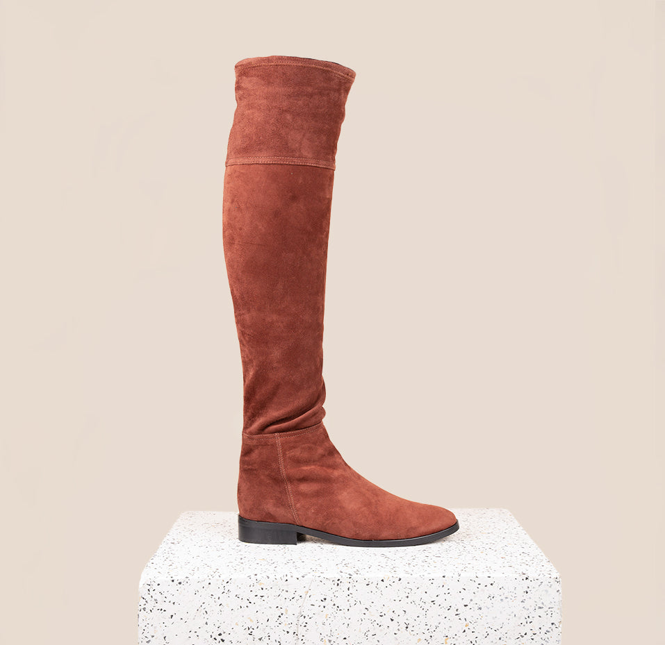 Rust suede tall boots