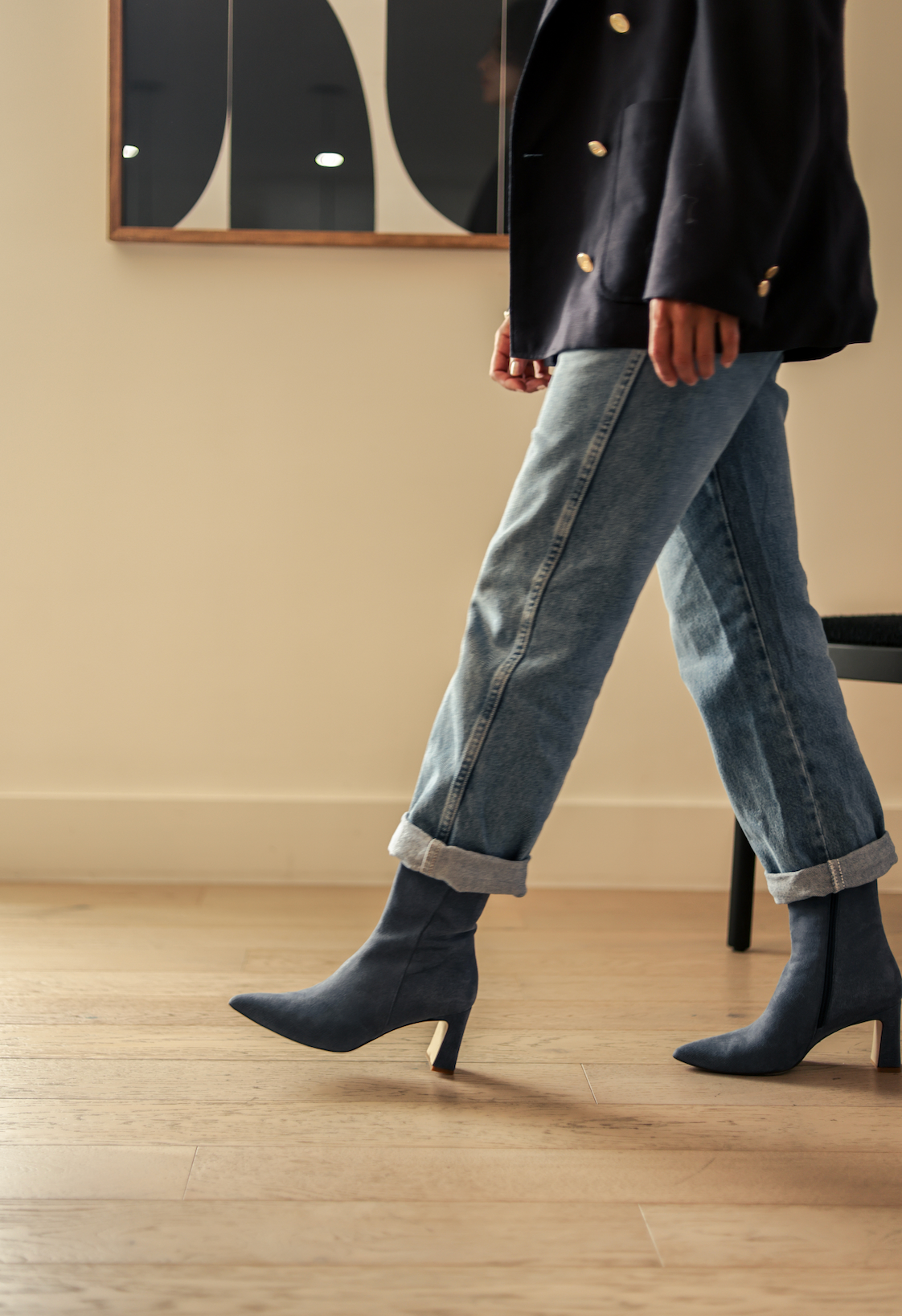 Women's Denim Thigh High Boots Open Toe Stiletto Heels - Temu