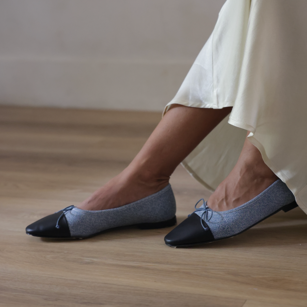 Como Ballet Flat in Denim/Black