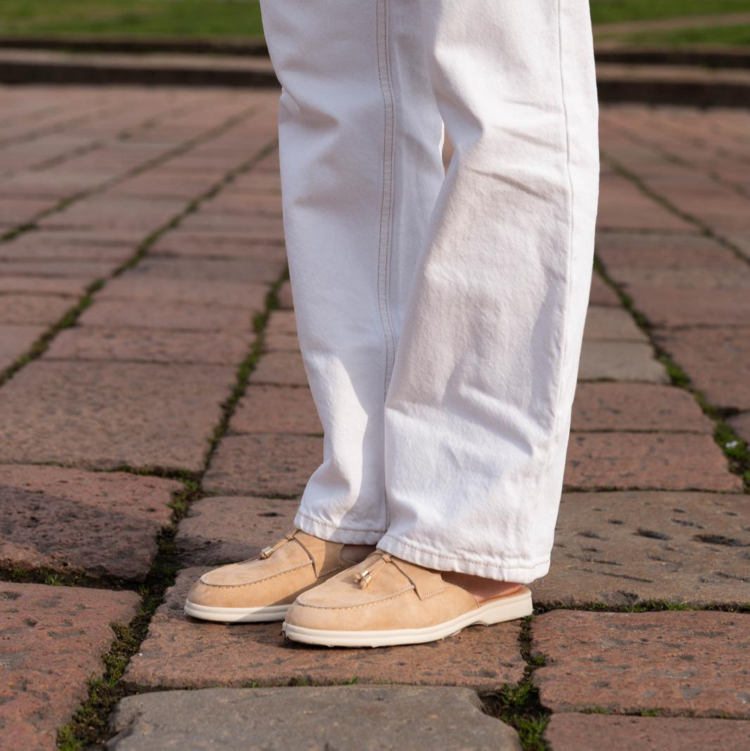 Lisa Slide Sneaker Tassels - Sand Suede
