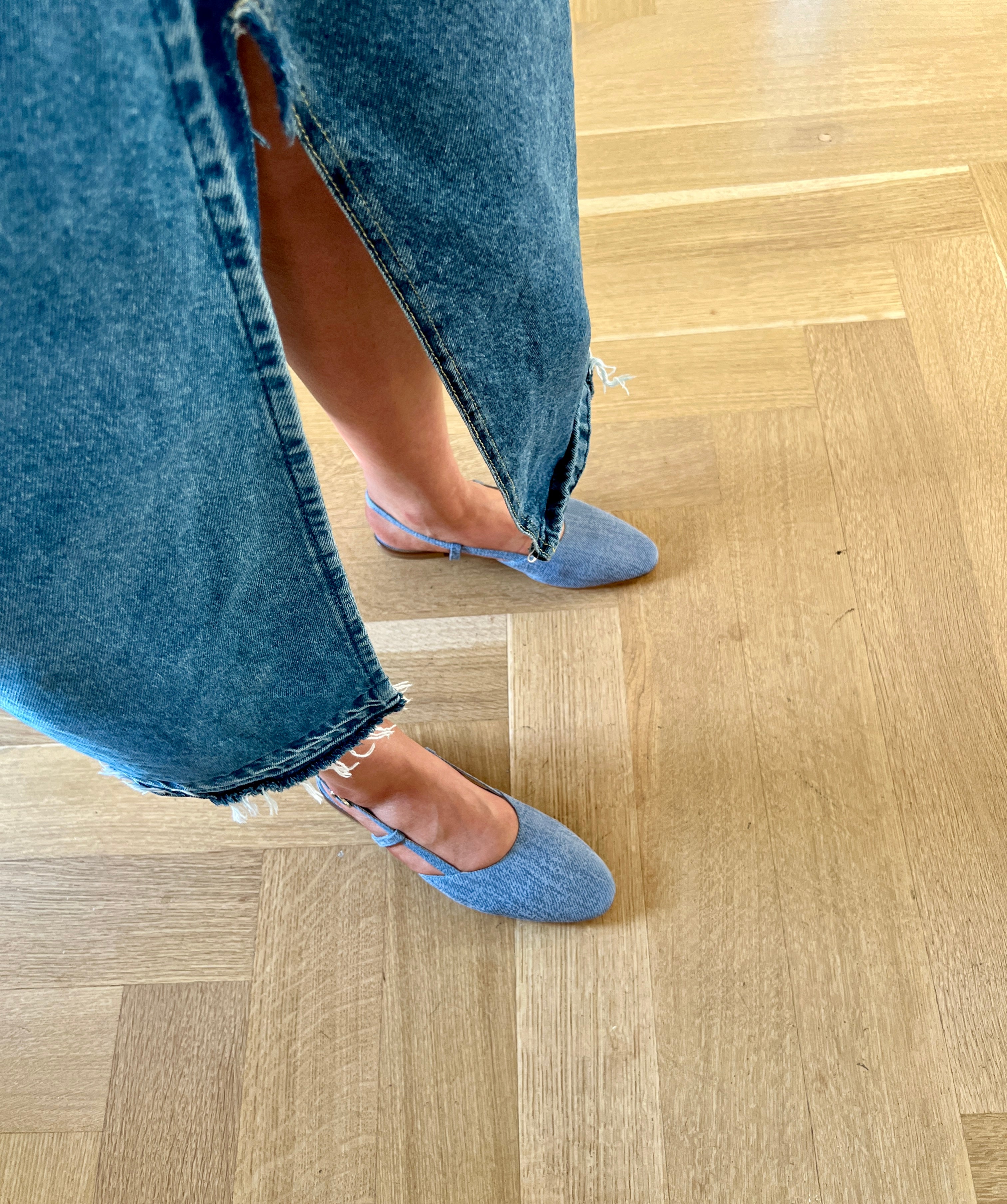 Blue sales denim flats