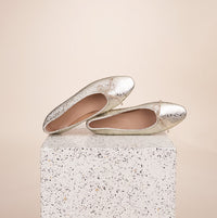 Como Italian Leather Ballet Flat in Dotted Light Gold