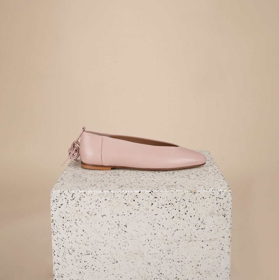 Womens Leather Pink Flats