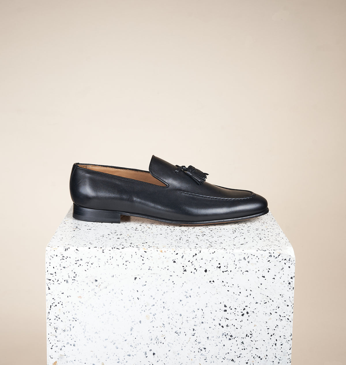 Nordstrom Tassel Loafer Shoes Men 7.5 M Black Leather Handcrafted Italy Men main image 2