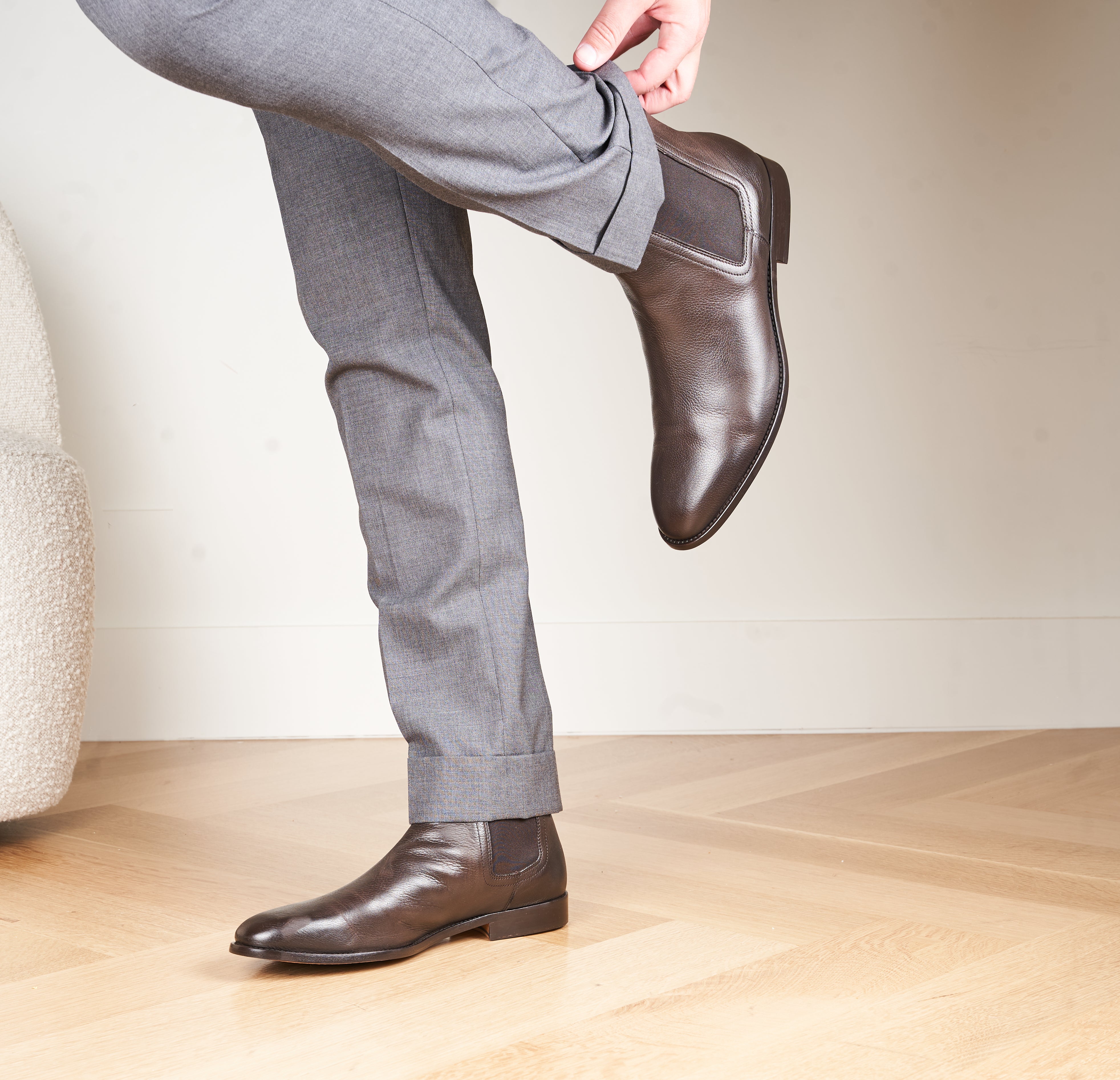 Mens leather brown chelsea boots sale